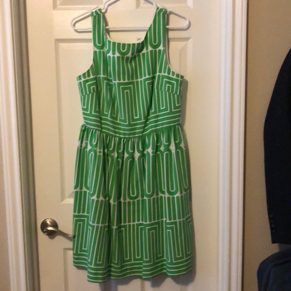 Green and white summer dress
